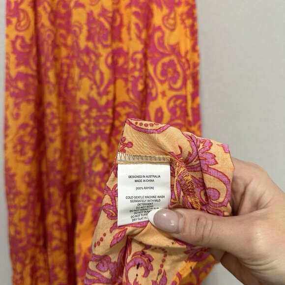 Anthropologie Abel The Label Maya Floral Smocked Midi Hi Low Dress Size Large - Picture 9 of 10